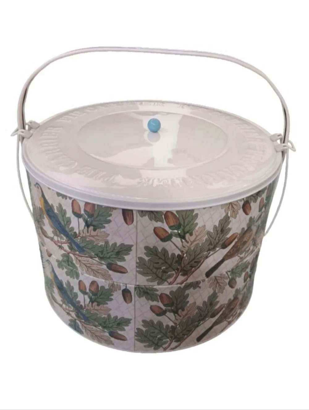 John Derian Double Pie Carrier | Stamped Metal | Bird & Leaf Design